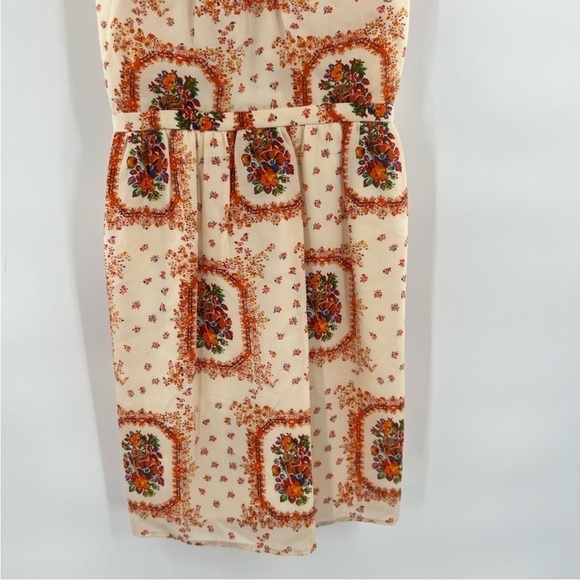 Madewell ivory orange silk floral print twisted open back dress size 4 - Picture 5 of 8